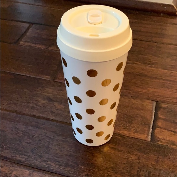 Kate Spade Gold and Cream Tall Mug with lid - Picture 4 of 7